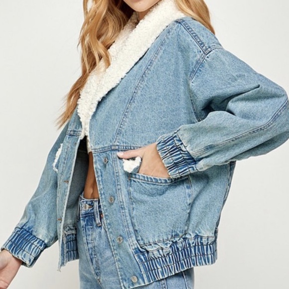 Faux fur denim jacket - Picture 3 of 5